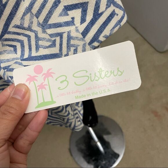 3 SISTERS BLUE ARROW AZTEC PRINT OPEN FRONT BLAZER / COAT 100% LINEN SZ L NEW! - Picture 10 of 12